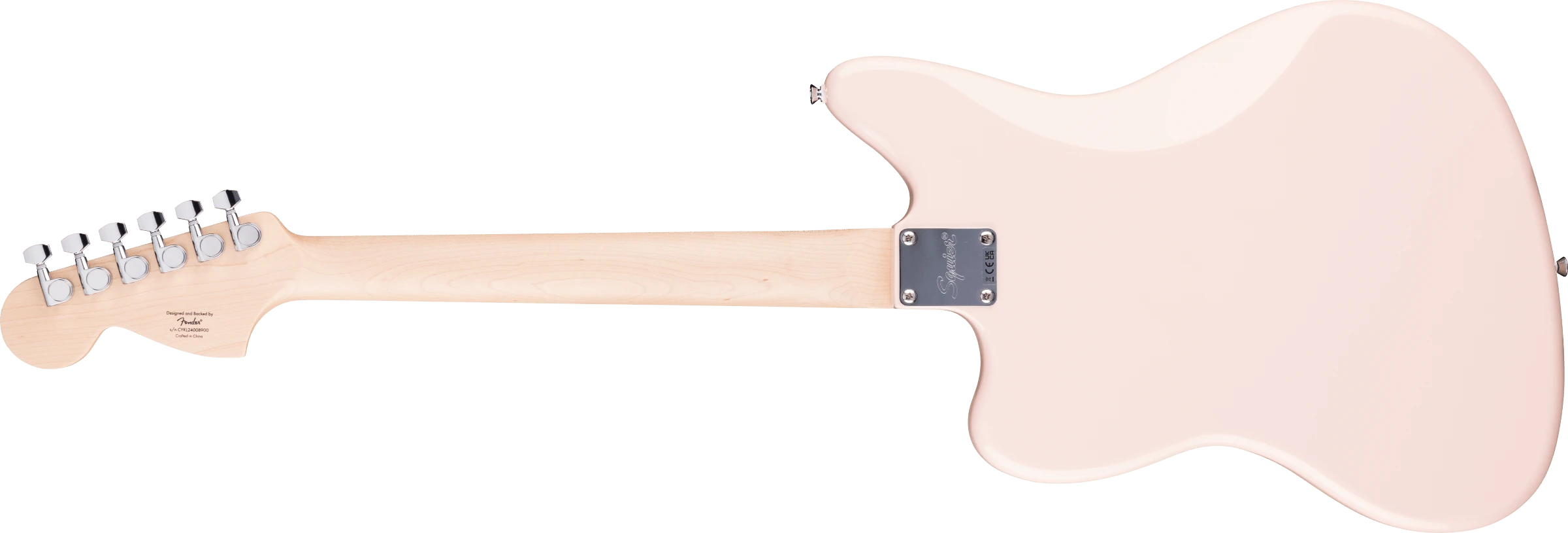 Squier® FSR Affinity™ Jaguar®, Laurel Fingerboard, White Pickguard, Matching Headstock, Shell Pink