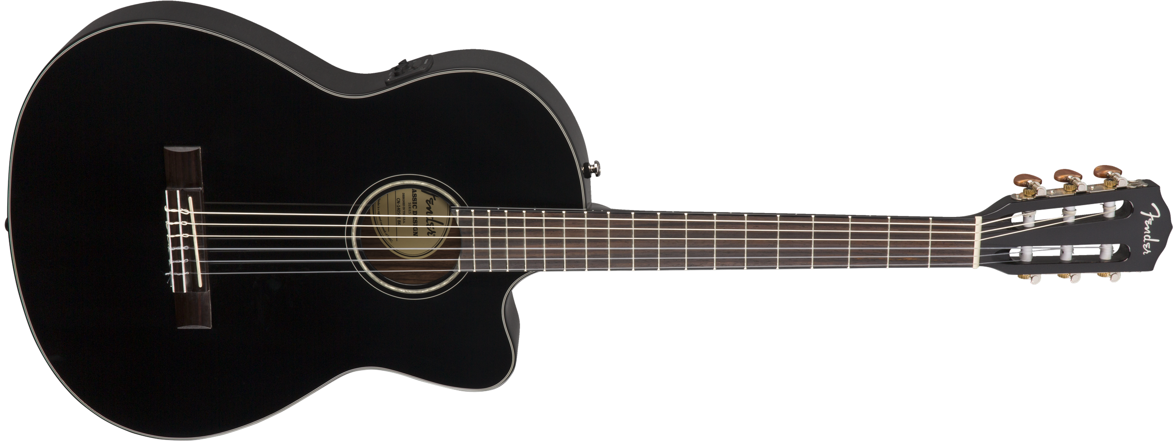 Fender® CN-140SCE Nylon Thinline, Walnut Fingerboard, Black w/case