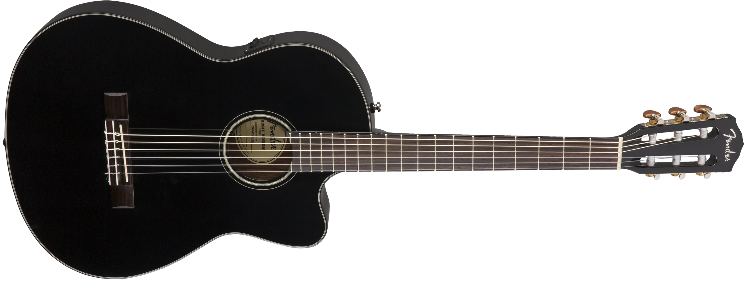 Fender® CN-140SCE Nylon Thinline, Walnut Fingerboard, Black w/case