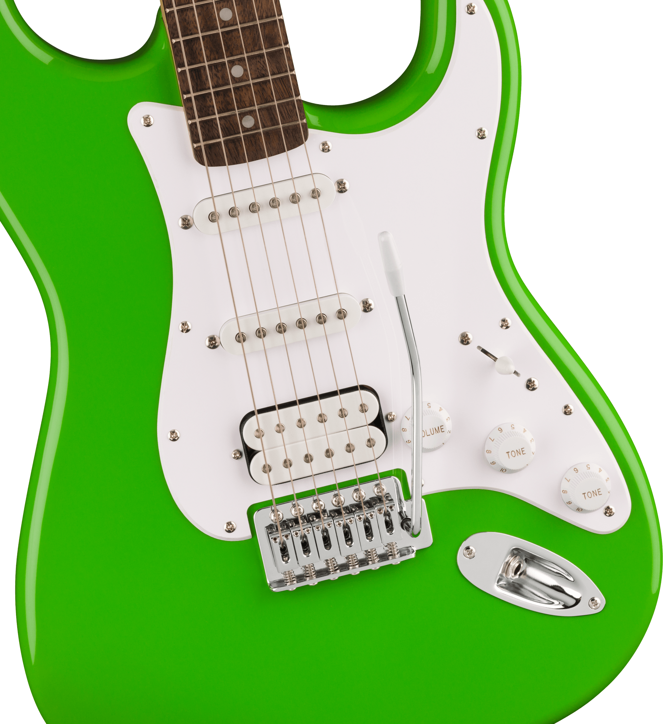 Squier® FSR Squier Sonic® Stratocaster® HSS, Laurel Fingerboard, White Pickguard, Lime Green