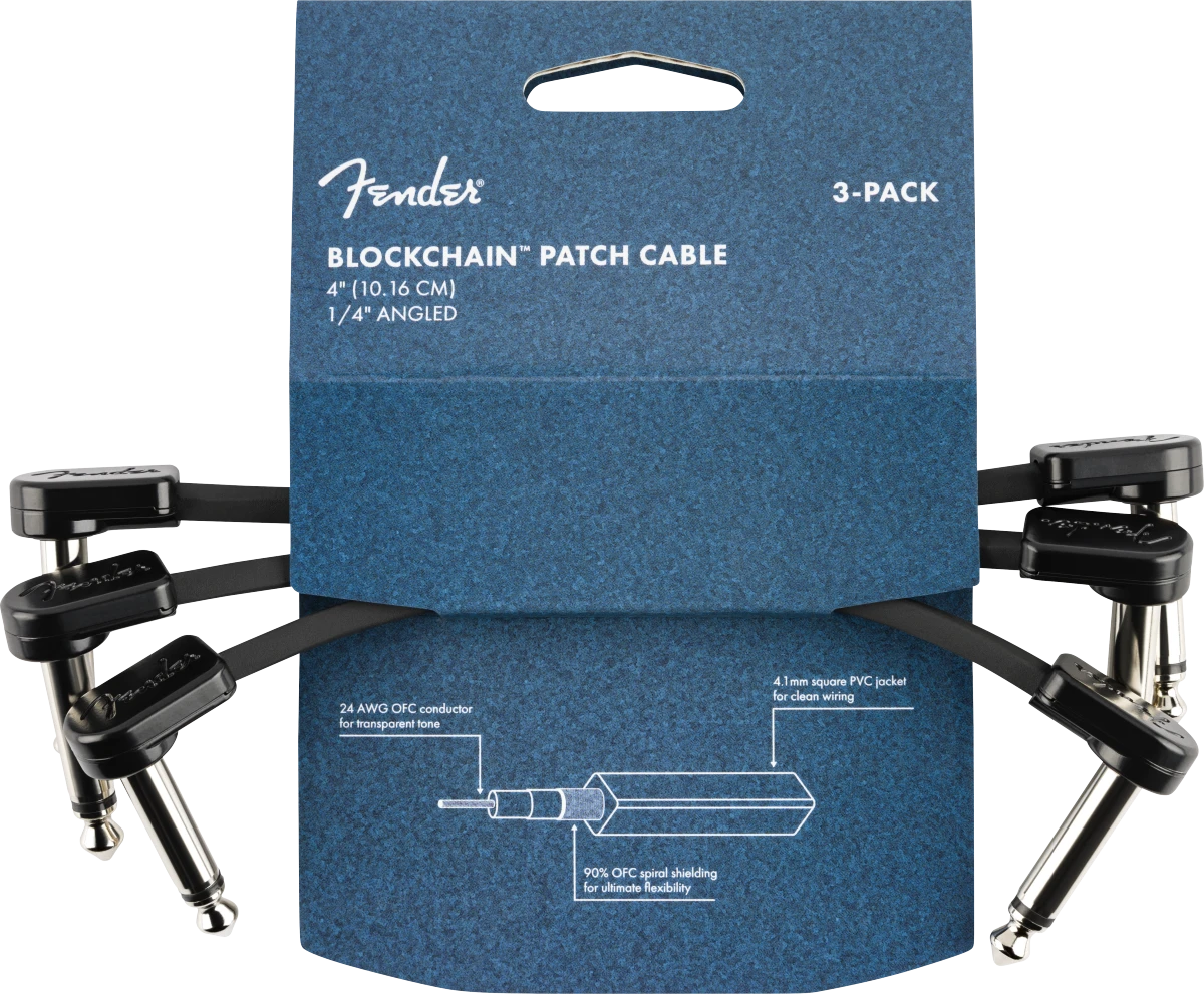 Fender® Blockchain 4" Patch Cable, 3-Pack, Angle/Angle