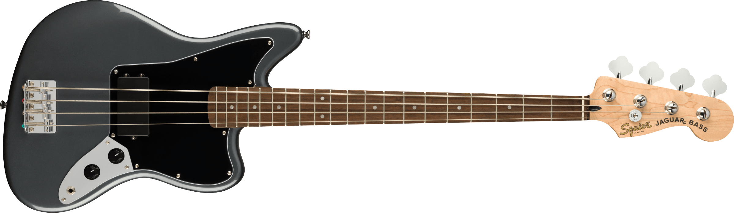 Squier® Affinity Series® Jaguar® Bass H, Laurel Fingerboard, Black Pickguard, Charcoal Frost Metallic