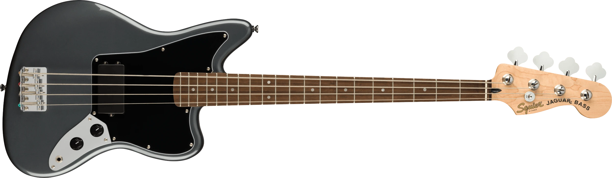 Squier® Affinity Series® Jaguar® Bass H, Laurel Fingerboard, Black Pickguard, Charcoal Frost Metallic