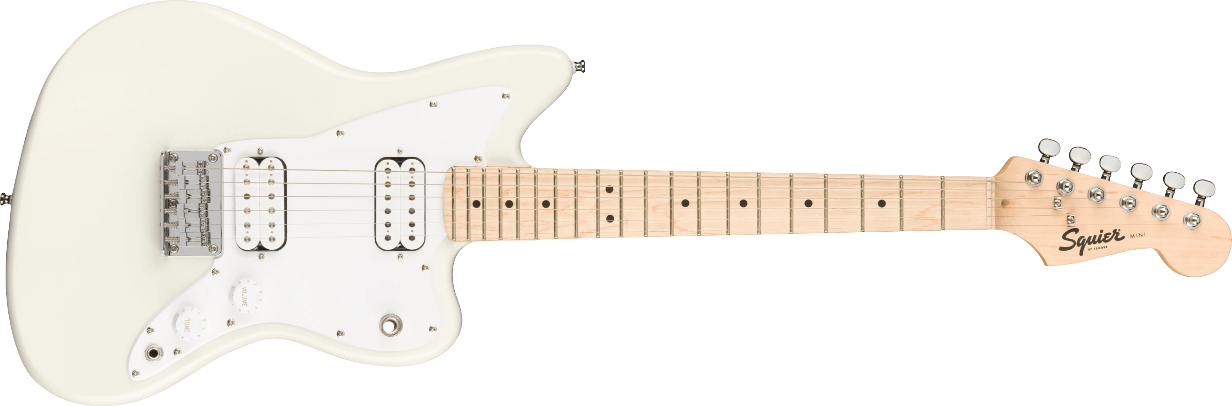 Squier® Mini Jazzmaster® HH, Maple Fingerboard, White Pickguard, Olympic White
