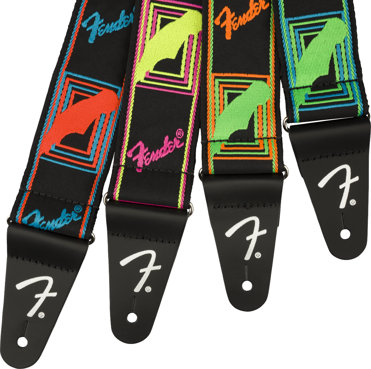 Fender® Neon Monogrammed Strap, Pink and Yellow, 2"