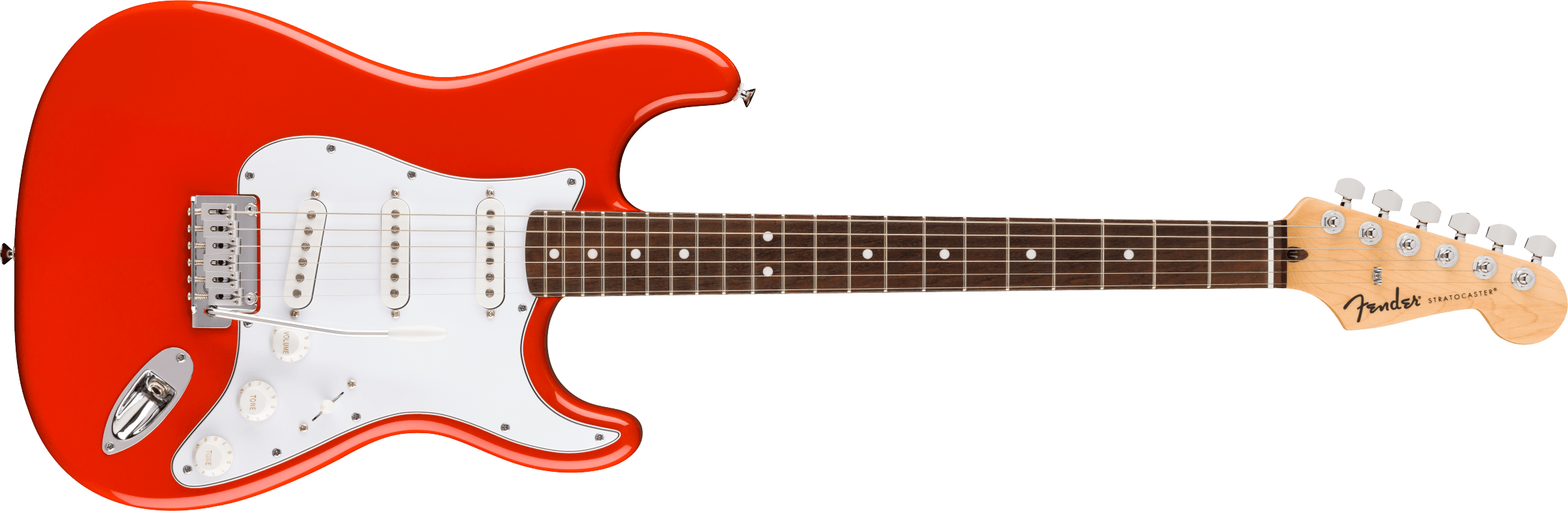Fender® Standard Stratocaster®, Laurel Fingerboard, White Pickguard, Fiesta Red