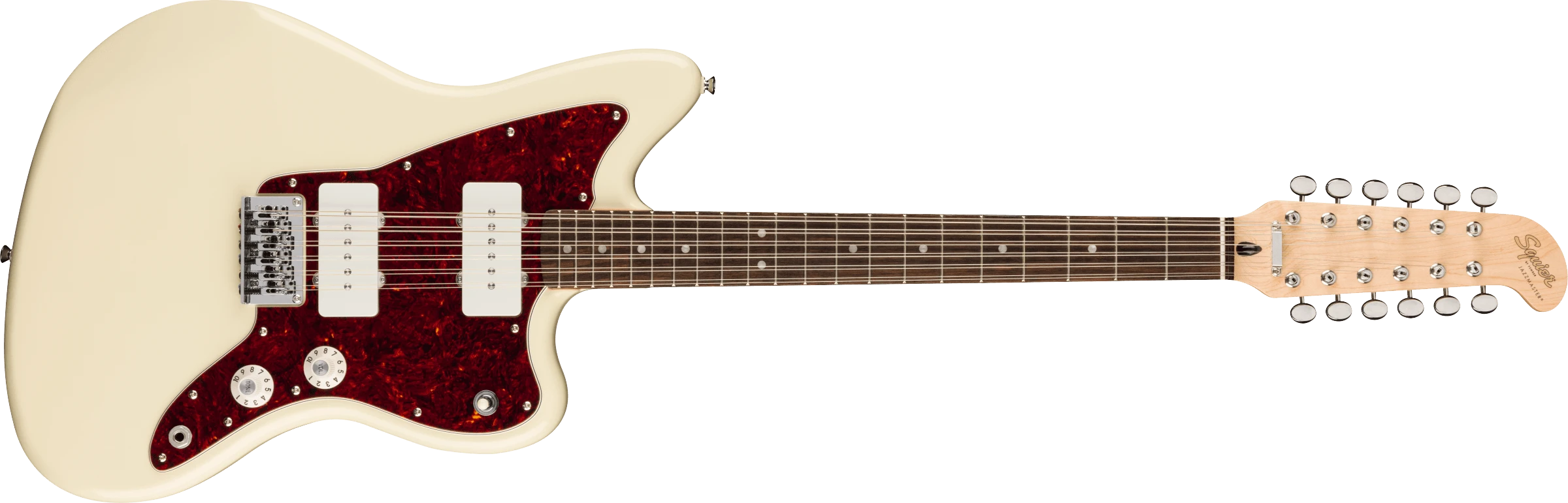 Squier® Paranormal Jazzmaster® XII, Laurel Fingerboard, Tortoiseshell Pickguard, Olympic White