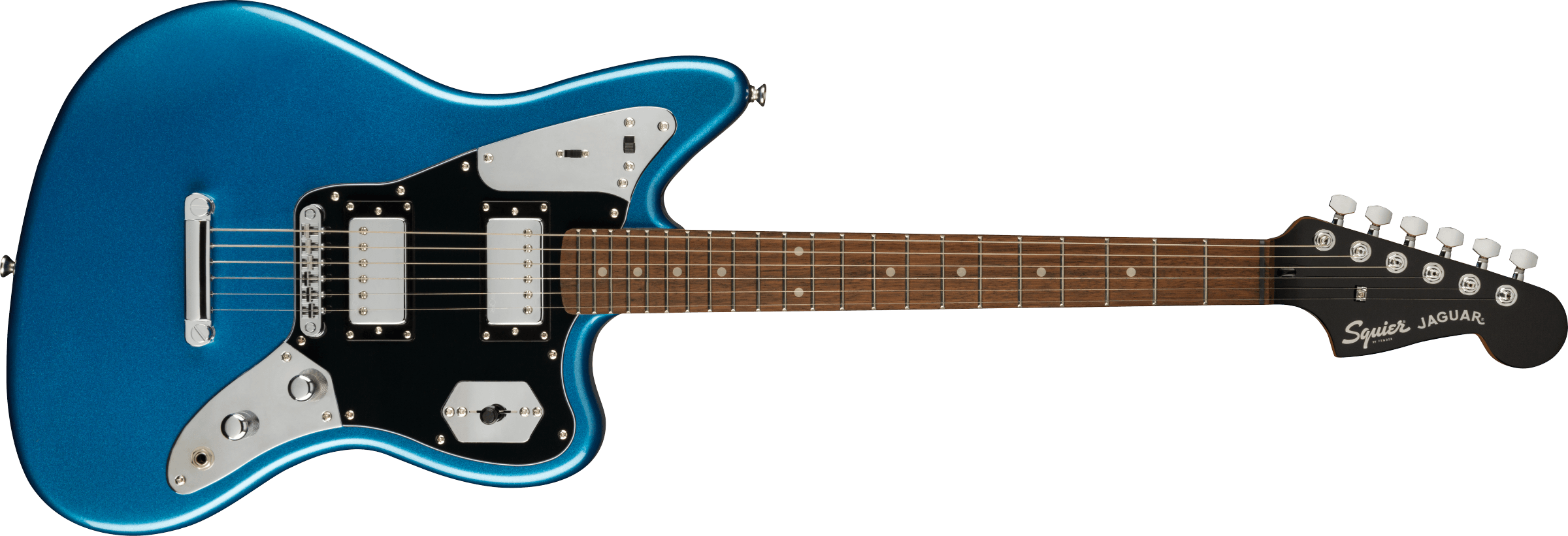 Squier® FSR Contemporary Jaguar® HH ST, Laurel Fingerboard, Black Pickguard, Lake Placid Blue