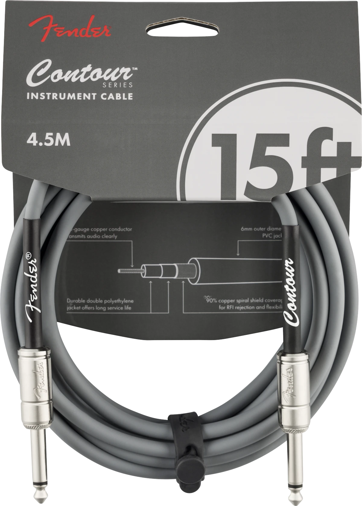 Fender® Contour™ Instrument Cable, Inca Silver, 15'