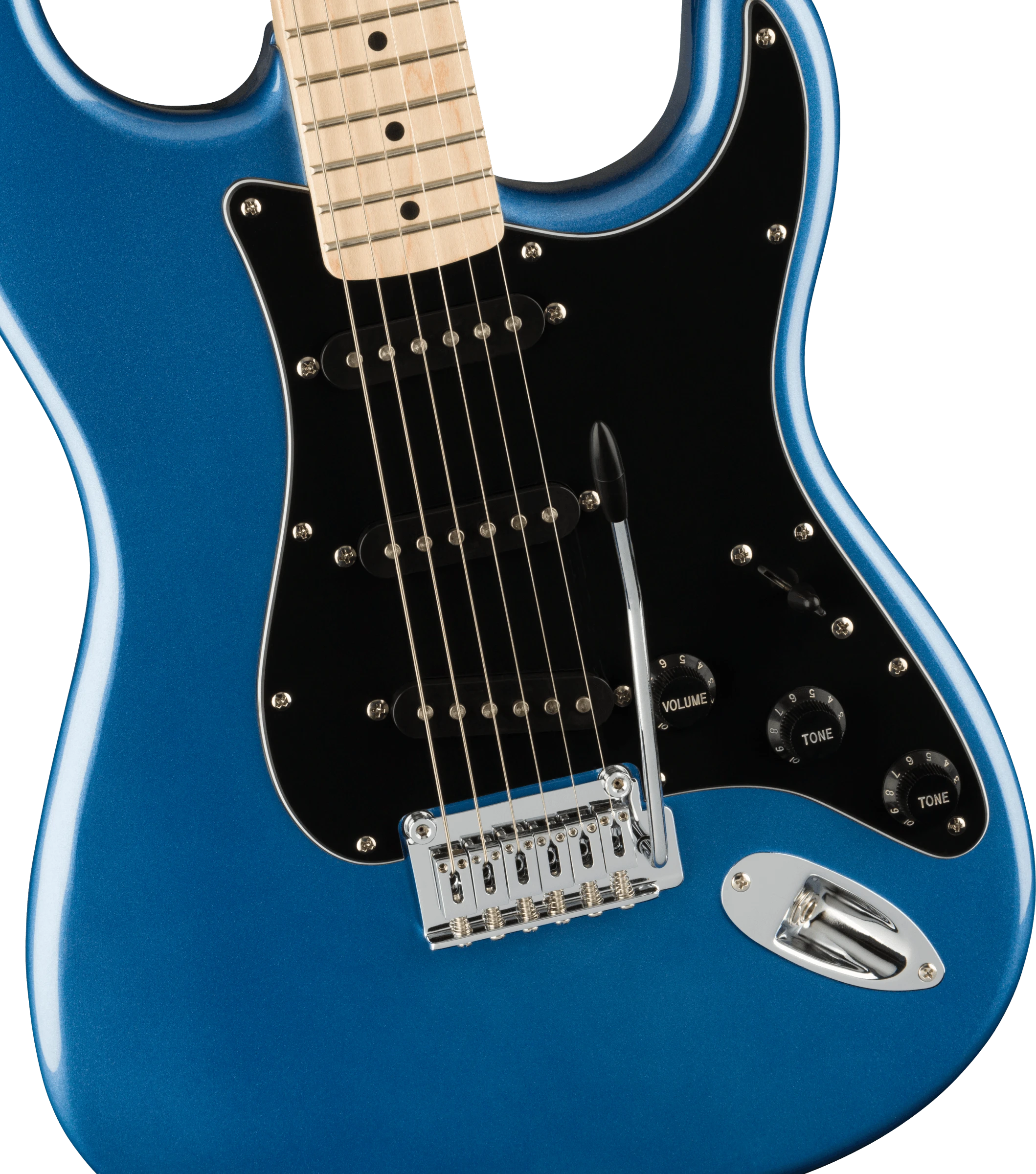 Squier® Affinity Series™ Stratocaster®, Maple Fingerboard, Black Pickguard, Lake Placid Blue