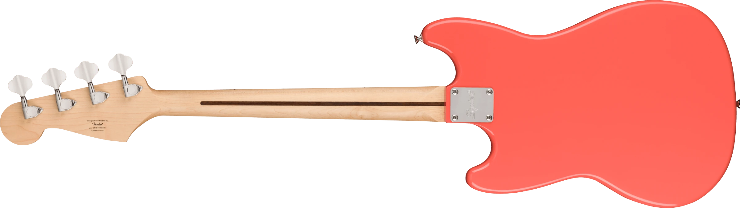 Squier® Squier Sonic® Bronco™ Bass, Maple Fingerboard, White Pickguard, Tahitian Coral