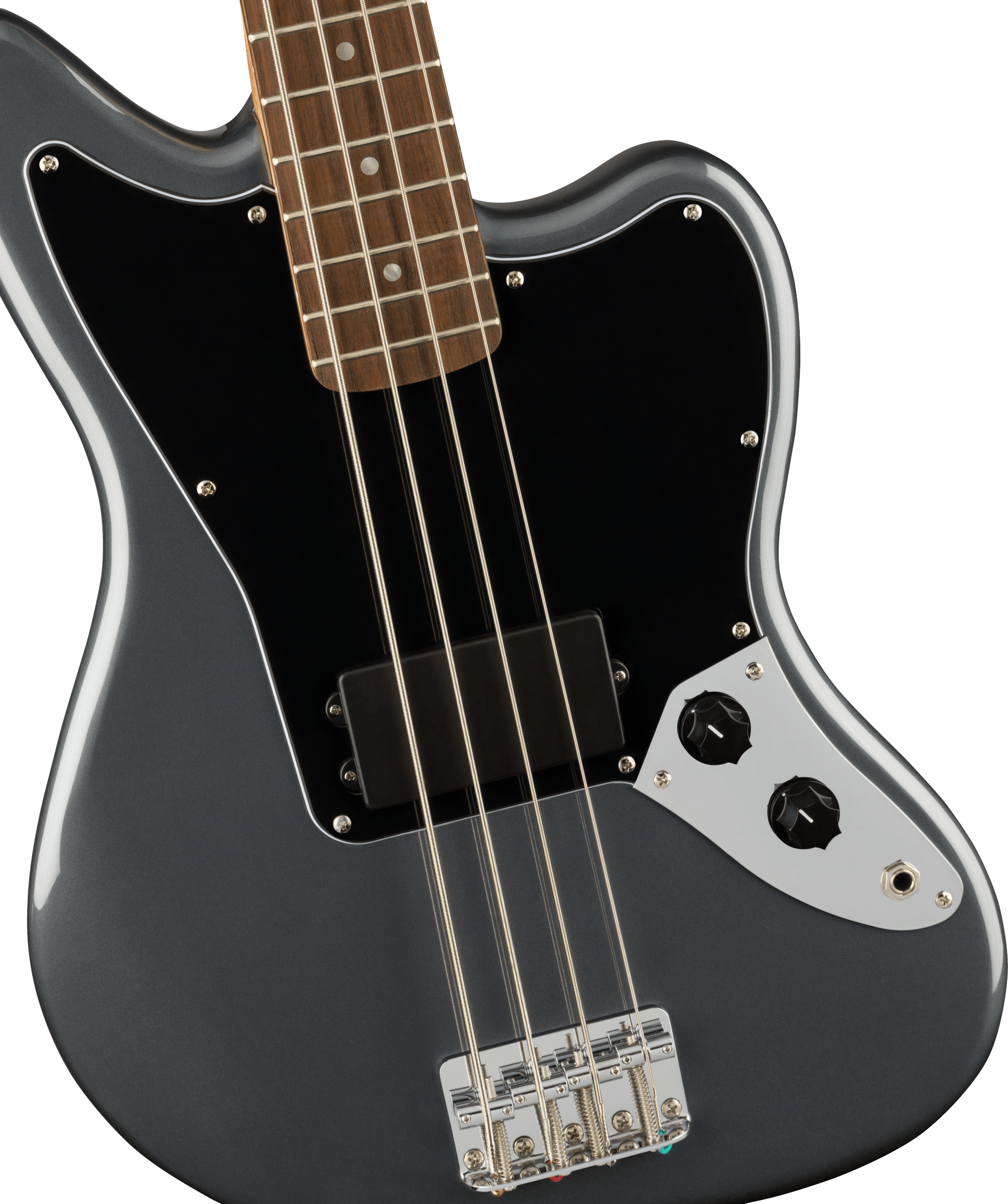 Squier® Affinity Series® Jaguar® Bass H, Laurel Fingerboard, Black Pickguard, Charcoal Frost Metallic