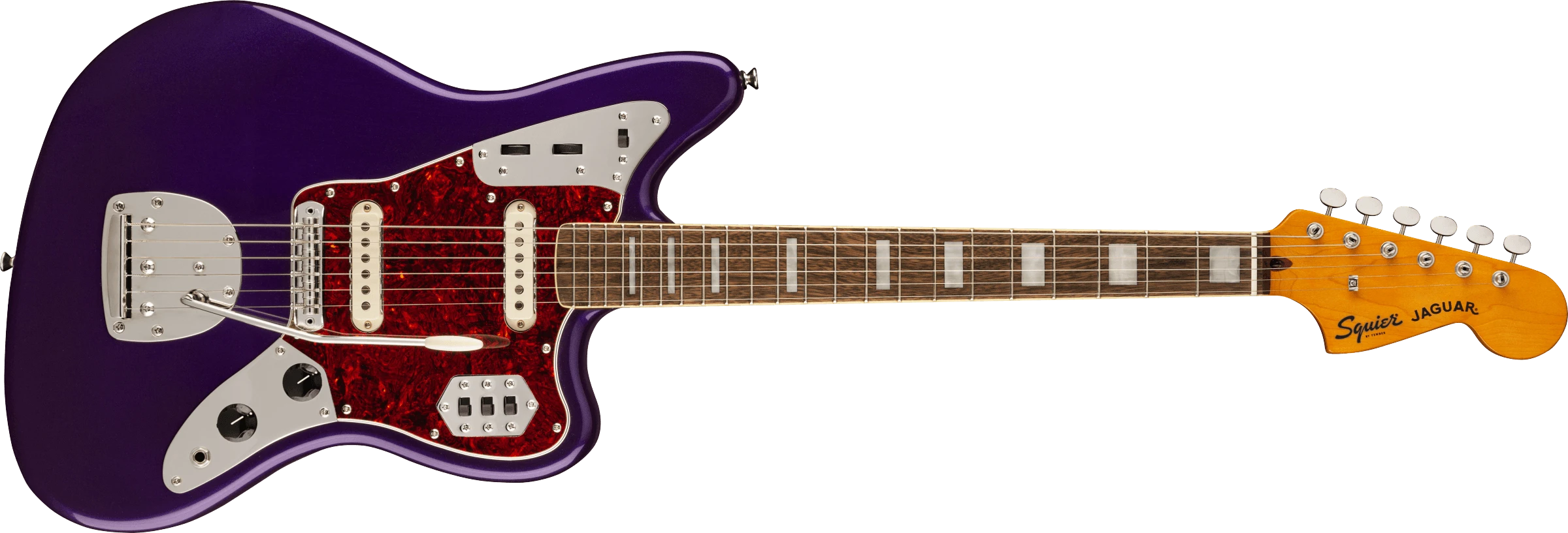 Squier® FSR Classic Vibe '70s Jaguar®, Laurel Fingerboard, Tortoiseshell Pickguard, Purple Metallic