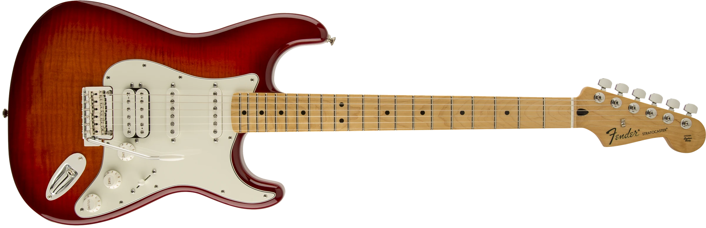 Fender® Deluxe Stratocaster® HSS Plus Top with iOS Connectivity, Maple Fingerboard, Aged Cherry Burst