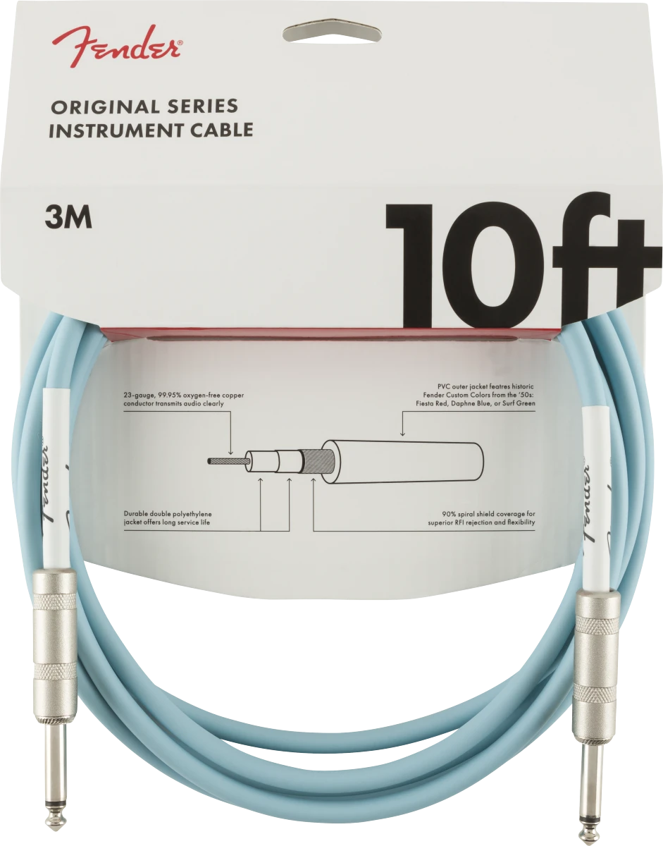 Fender® Original Series Instrument Cable, 10', Daphne Blue