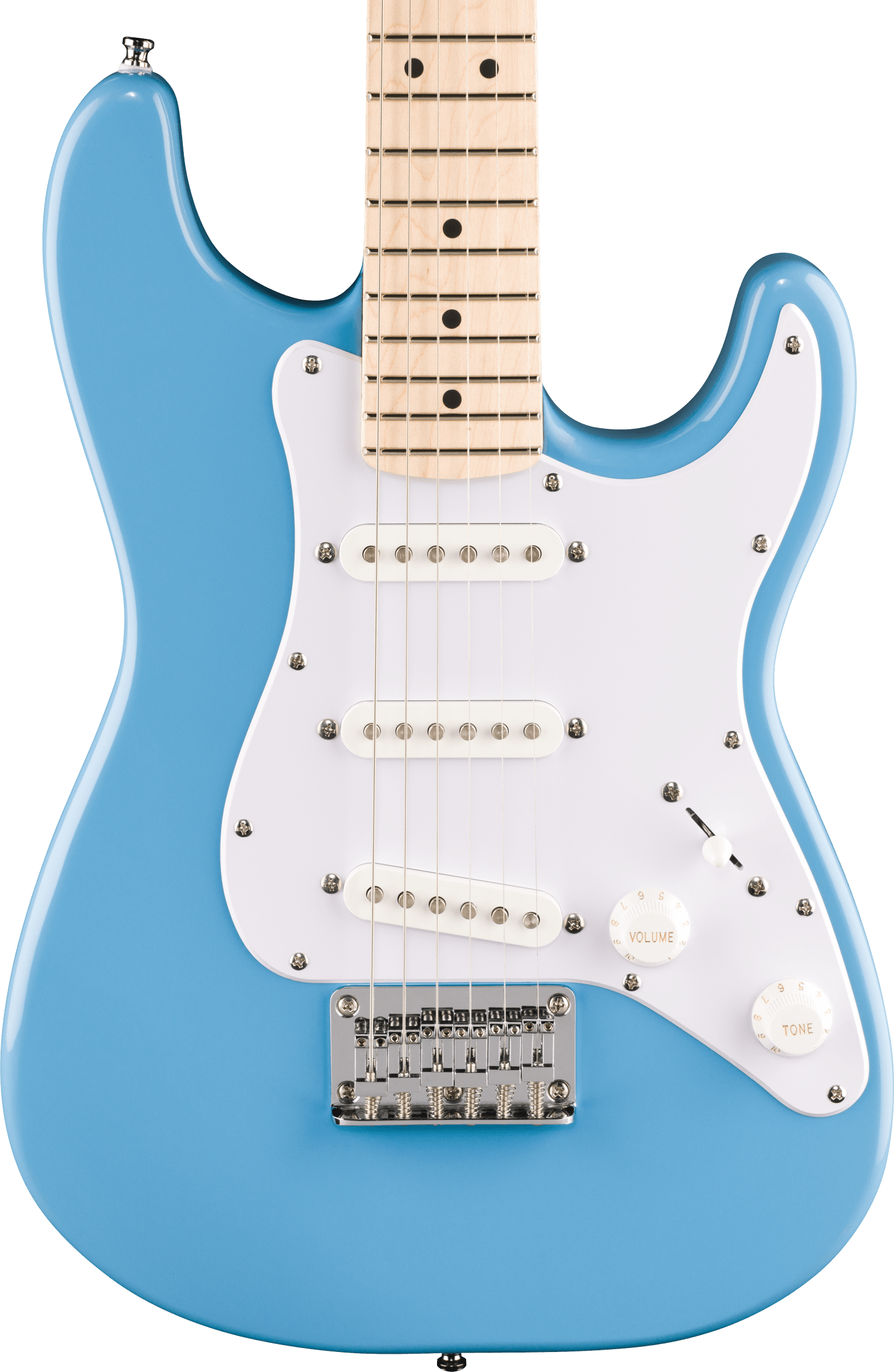 Squier® Mini Stratocaster®, Maple Fingerboard, White Pickguard, California Blue