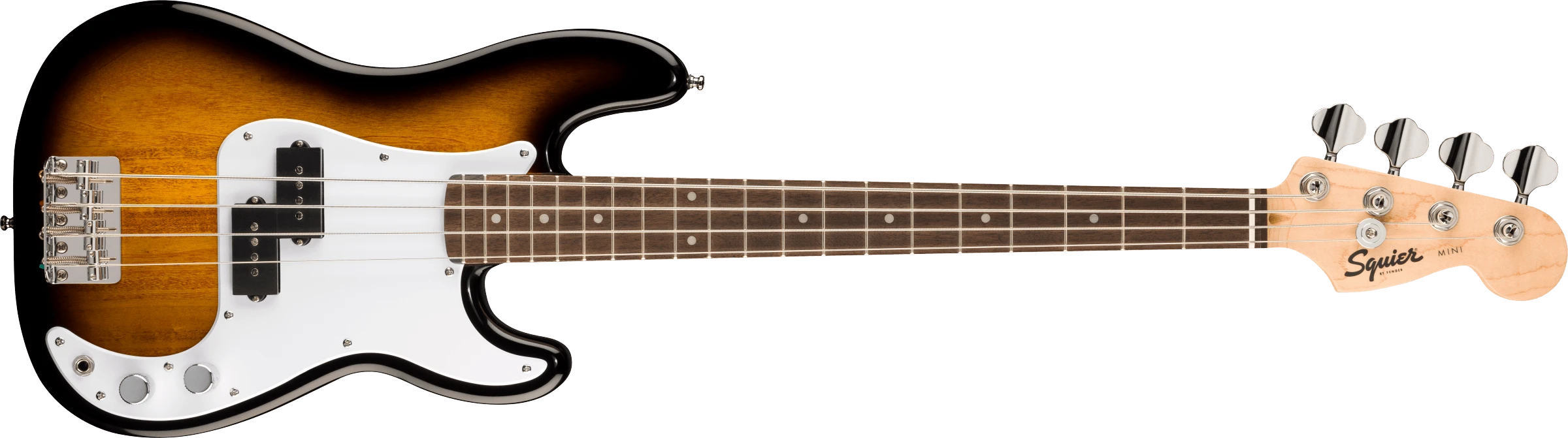 Squier® Mini Precision Bass®, Laurel Fingerboard, White Pickguard, 2-Color Sunburst