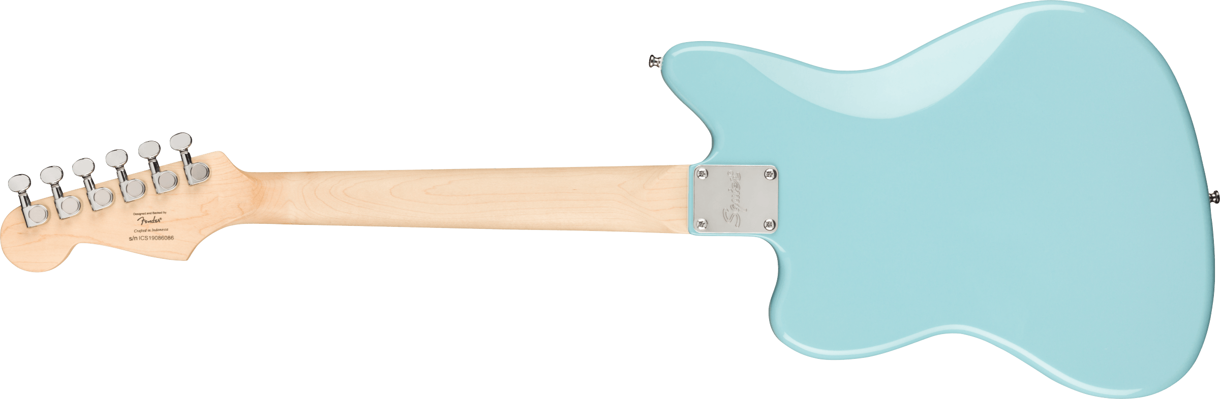 Squier® Mini Jazzmaster® HH, Maple Fingerboard, White Pickguard, Daphne Blue