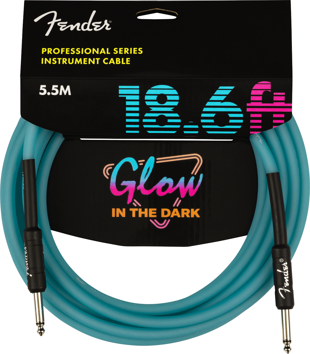 Fender® Professional Glow in the Dark Cable, Blue, 18.6'