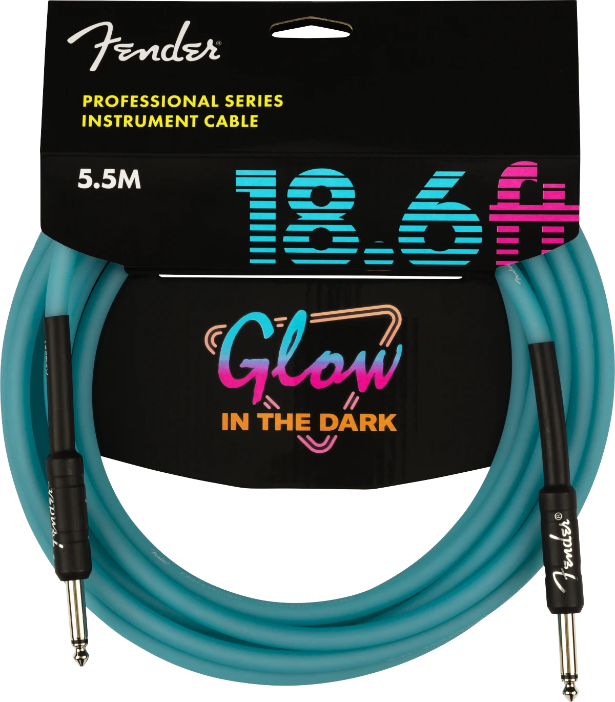 Fender® Professional Glow in the Dark Cable, Blue, 18.6'