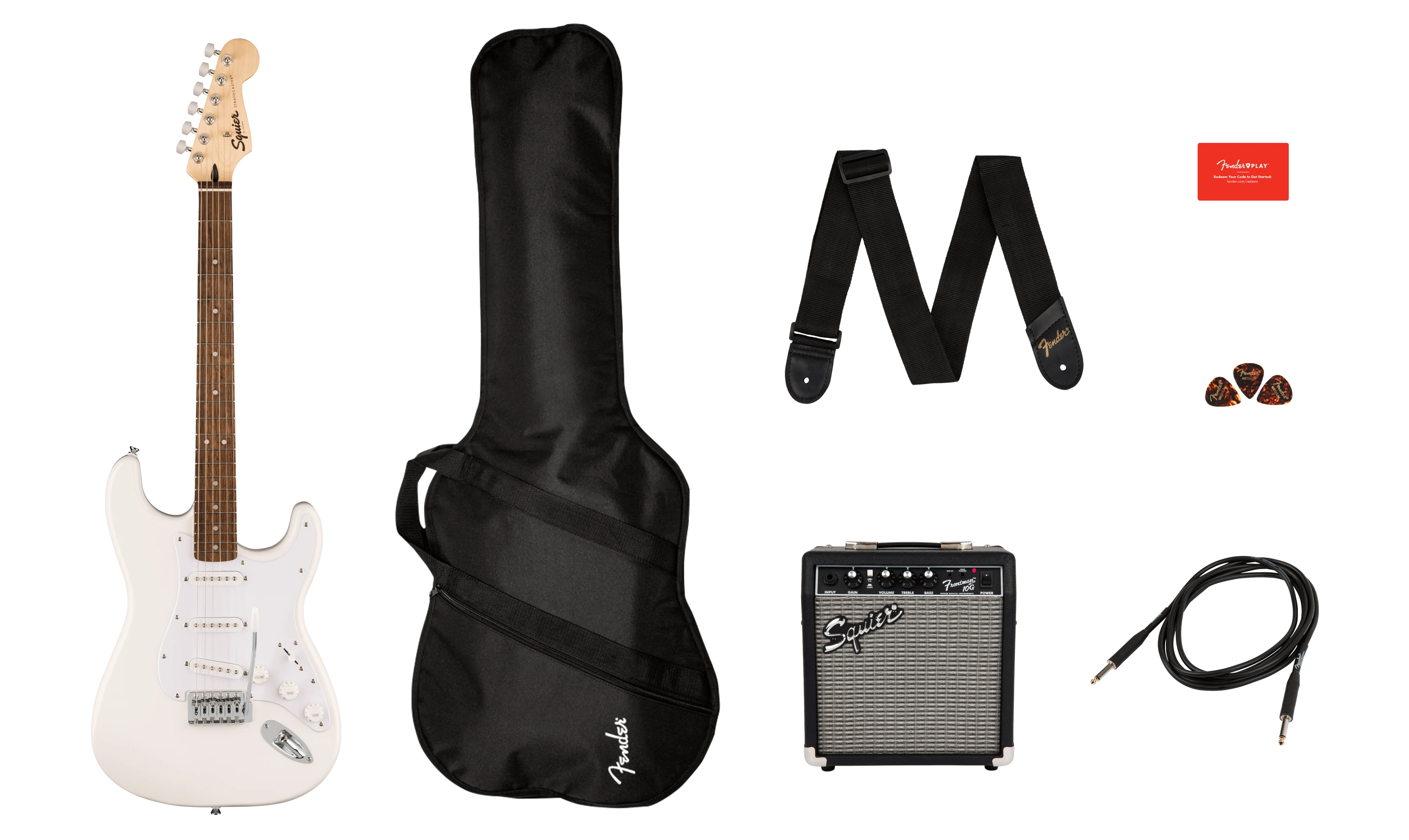 Squier® FSR Squier Sonic® Stratocaster® Pack, Arctic White, 120V