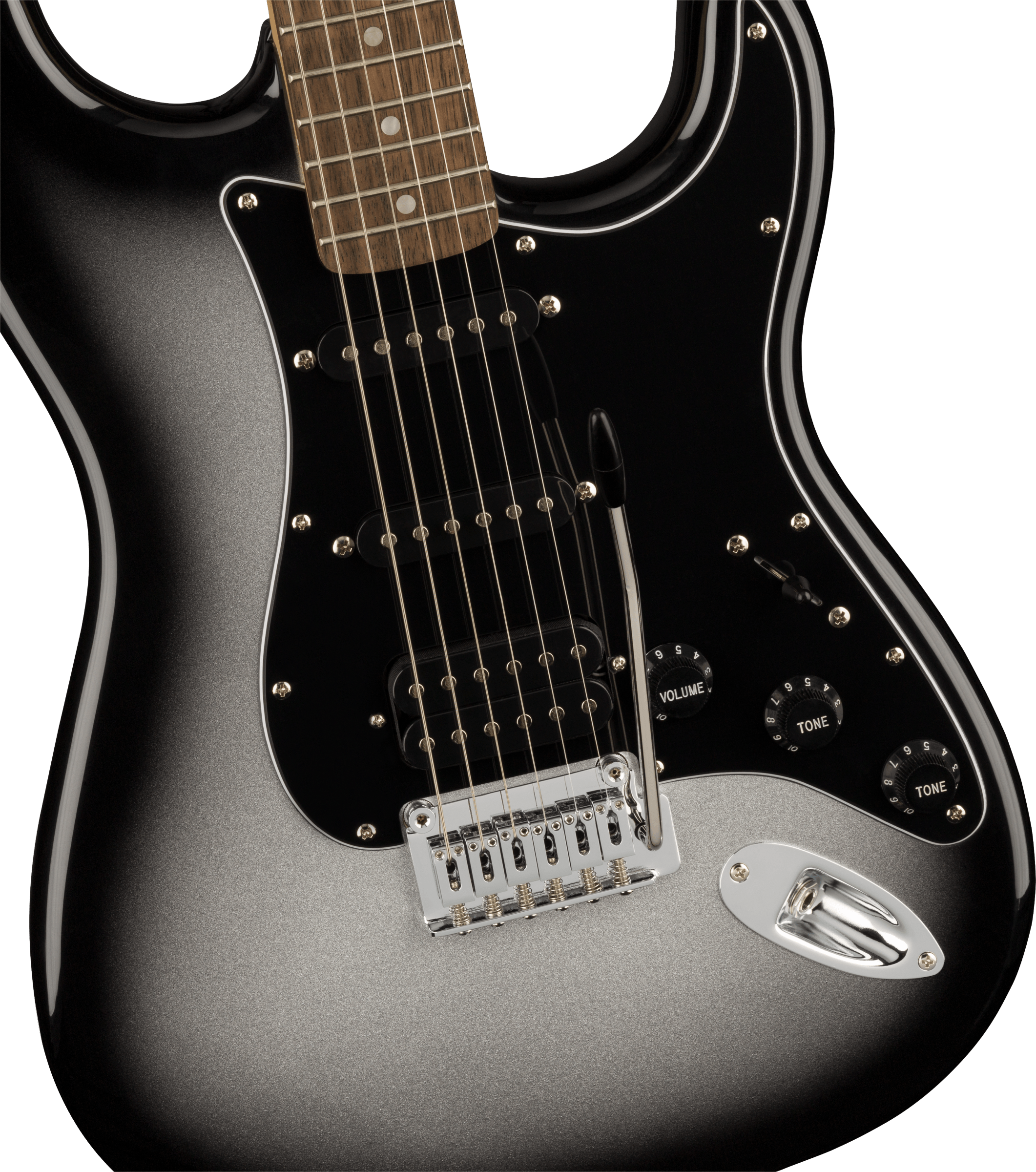 FSR Affinity Series™ Stratocaster® HSS, Laurel Fingerboard, Black Pickguard, Silverburst