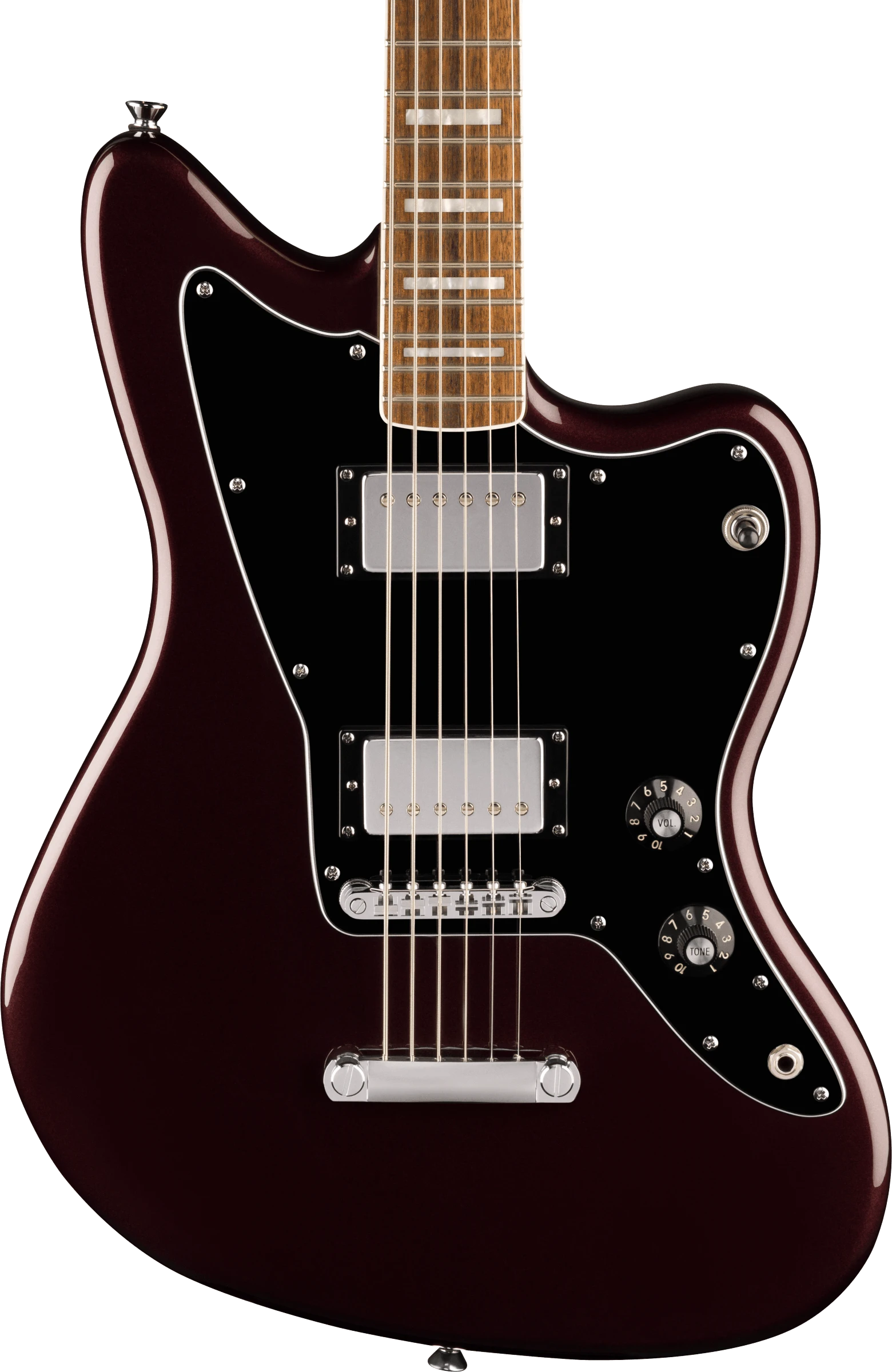 Squier® Paranormal Baritone Jazzmaster® HH, Laurel Fingerboard, Black Pickguard, Oxblood