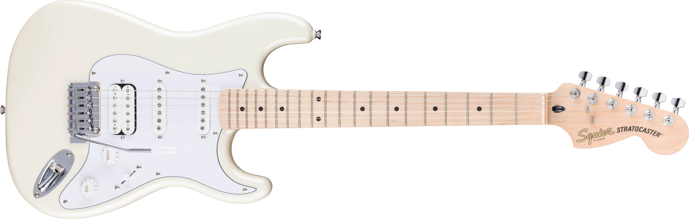 Squier® FSR Affinity™ Stratocaster® Junior HSS, Maple Fingerboard, White Pickguard, Pearl White
