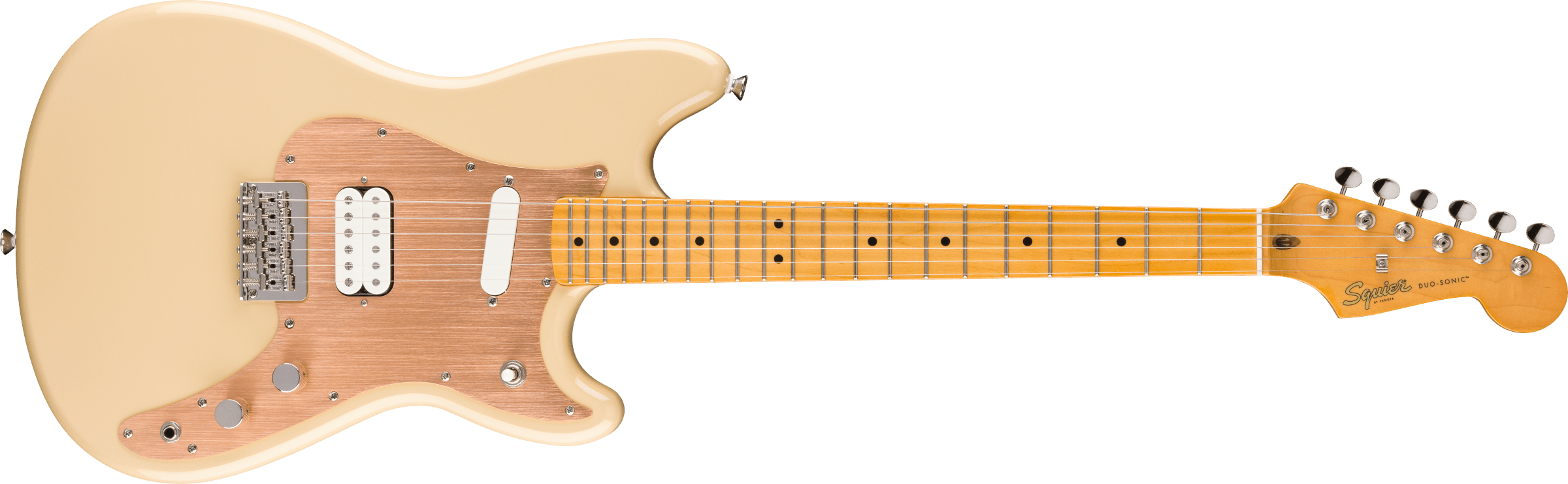 Squier® Classic Vibe™ Duo-Sonic™ HS, Maple Fingerboard, Gold Anodized Pickguard, Desert Sand