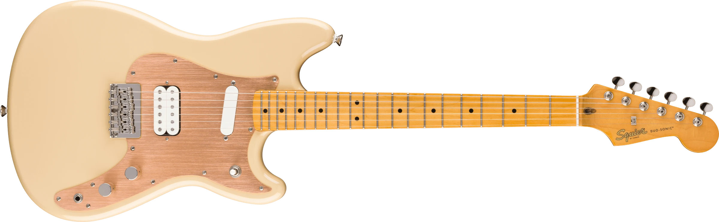 Squier® Classic Vibe™ Duo-Sonic™ HS, Maple Fingerboard, Gold Anodized Pickguard, Desert Sand