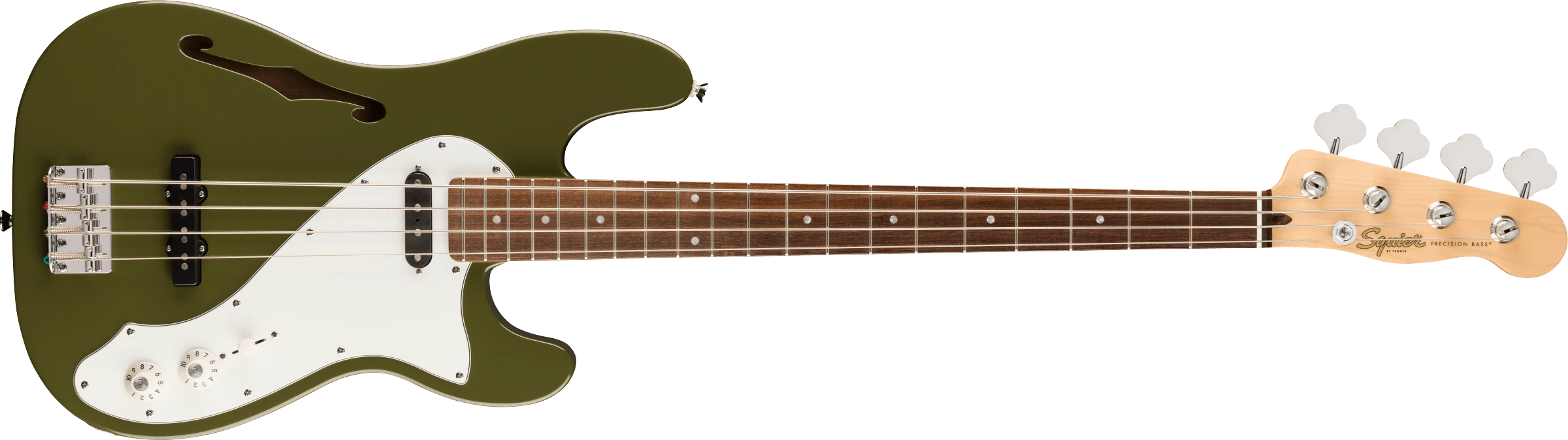 Squier® Paranormal Precision Bass® Thinline SJ, Laurel Fingerboard, Parchment Pickguard, Olive