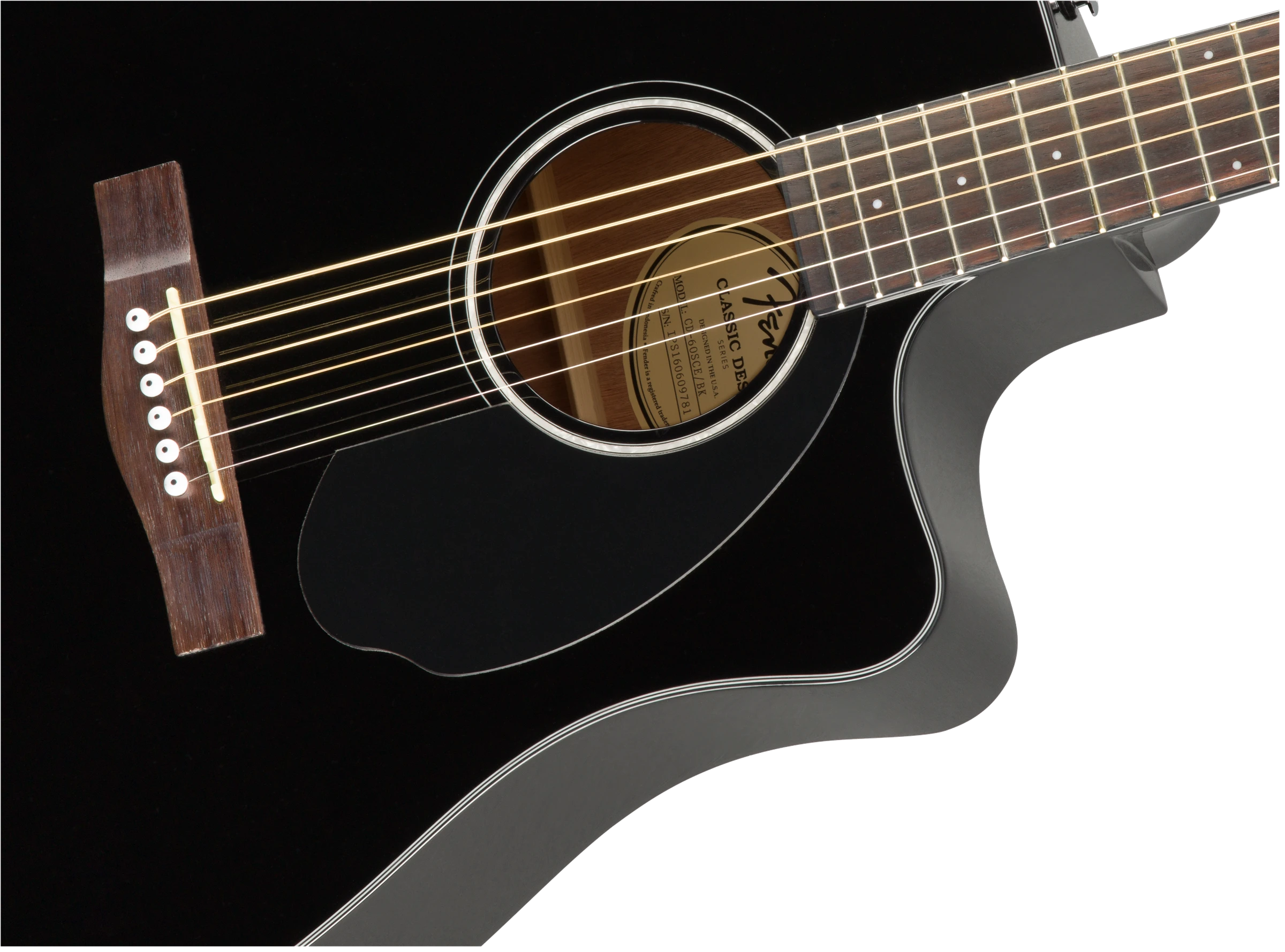 Fender® CD-60SCE Dreadnought, Walnut Fingerboard, Black
