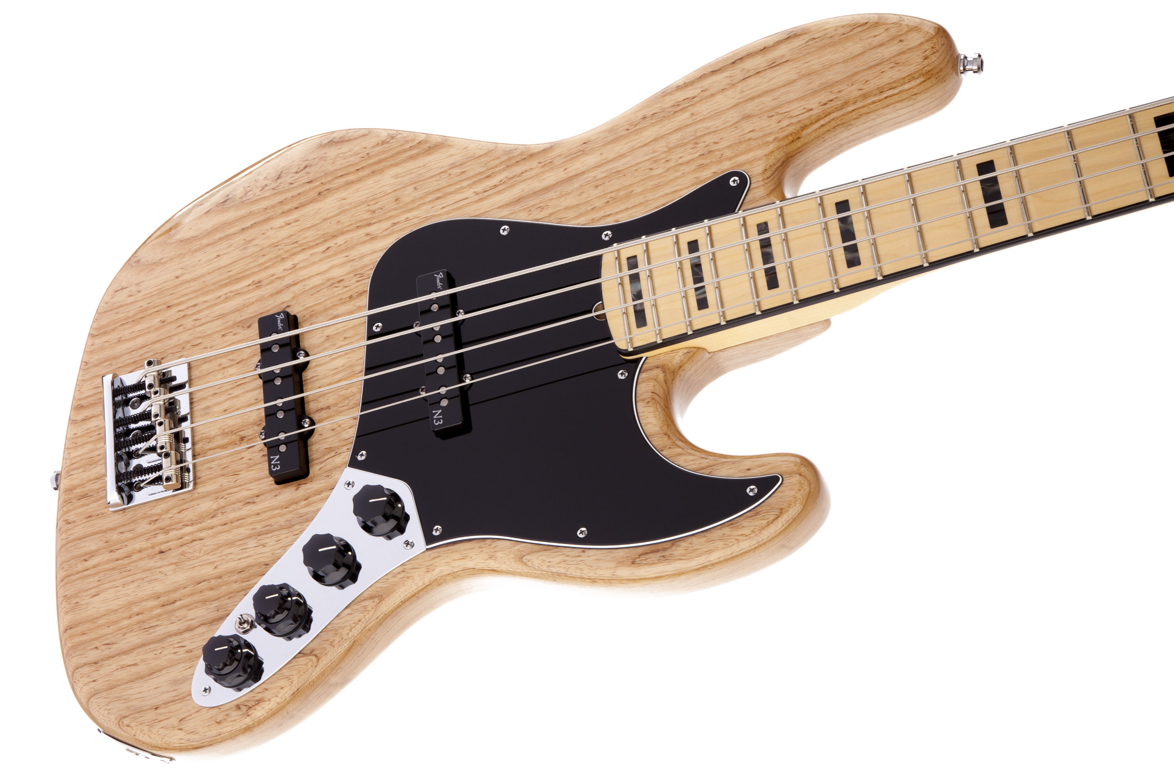 American Deluxe Jazz Bass® Ash, Maple Fingerboard, Natural, 3-Ply B/W/B Pickguard