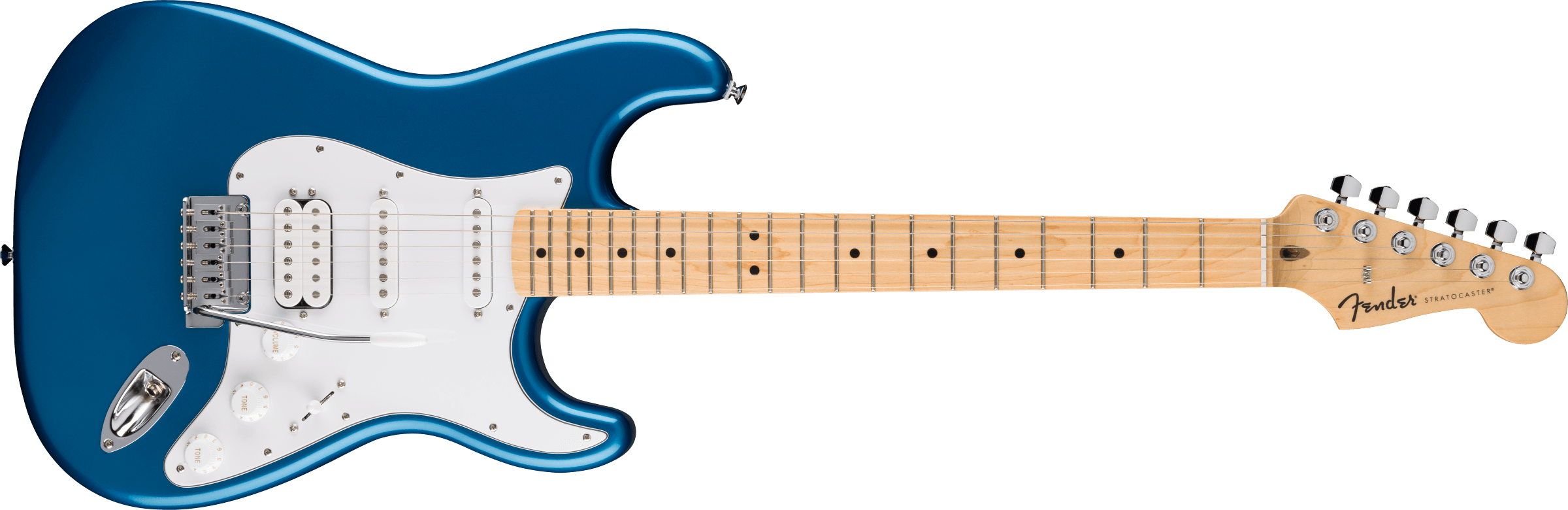 Fender® Standard Stratocaster® HSS, Maple Fingerboard, White Pickguard, Aqua Marine Metallic