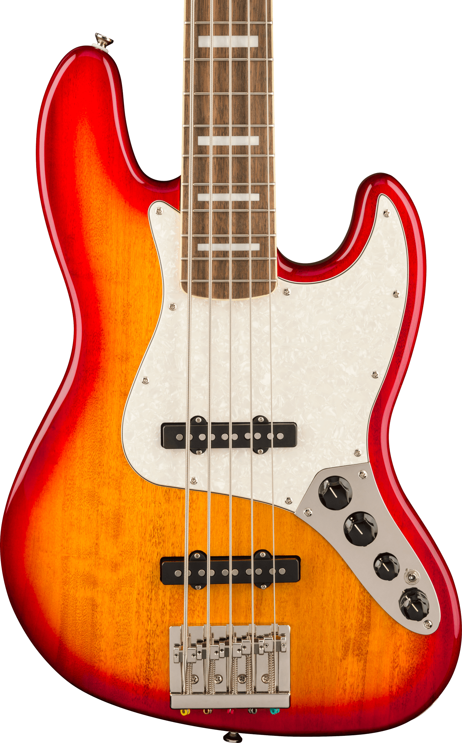 Squier® Classic Vibe™ Active '70s Jazz Bass® V, Laurel Fingerboard, White Pearloid Pickguard, Sienna Sunburst