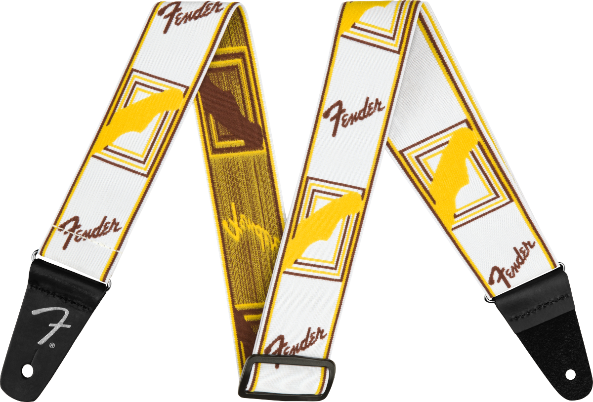 WeighLess™ Monogram Strap, White/Brown/Yellow, 2"