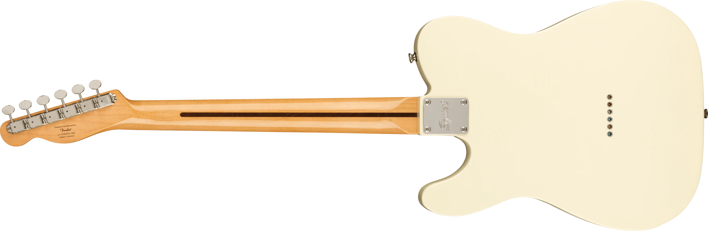 Squier® FSR Classic Vibe '70s Telecaster® Thinline, Maple Fingerboard with Blocks and Binding, Black Pickguard, Olympic White