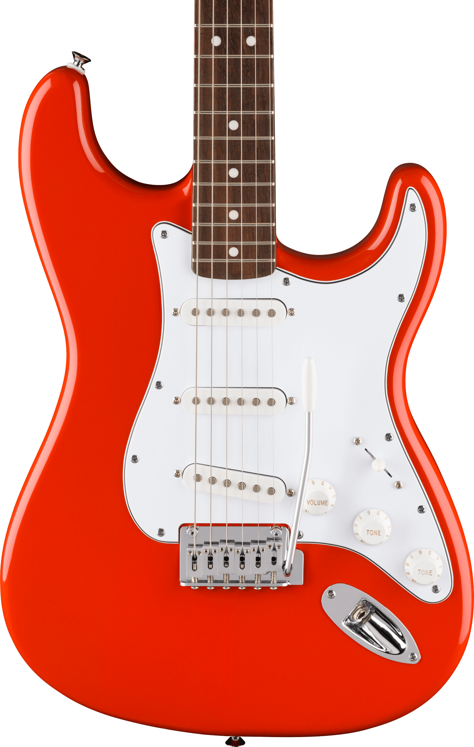 Fender® Standard Stratocaster®, Laurel Fingerboard, White Pickguard, Fiesta Red