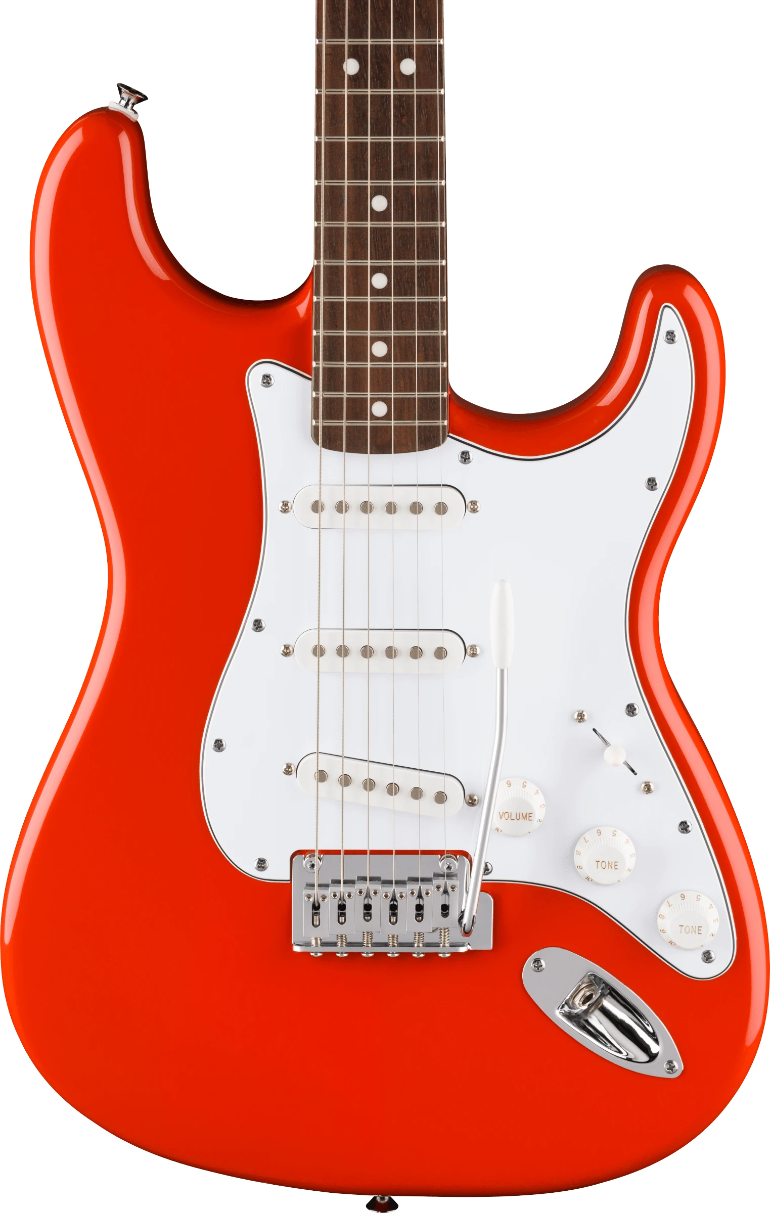 Fender® Standard Stratocaster®, Laurel Fingerboard, White Pickguard, Fiesta Red