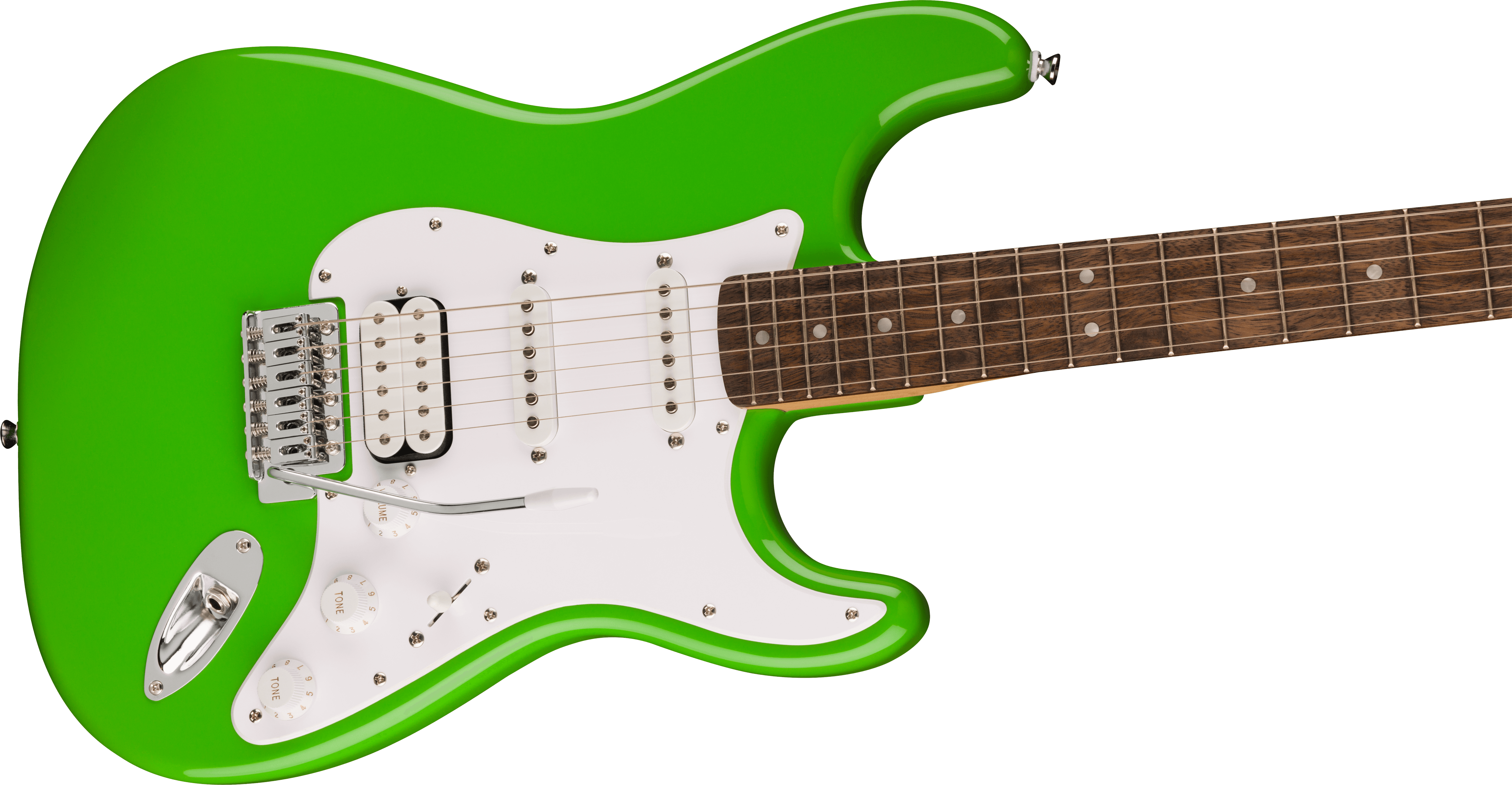Squier® FSR Squier Sonic® Stratocaster® HSS, Laurel Fingerboard, White Pickguard, Lime Green