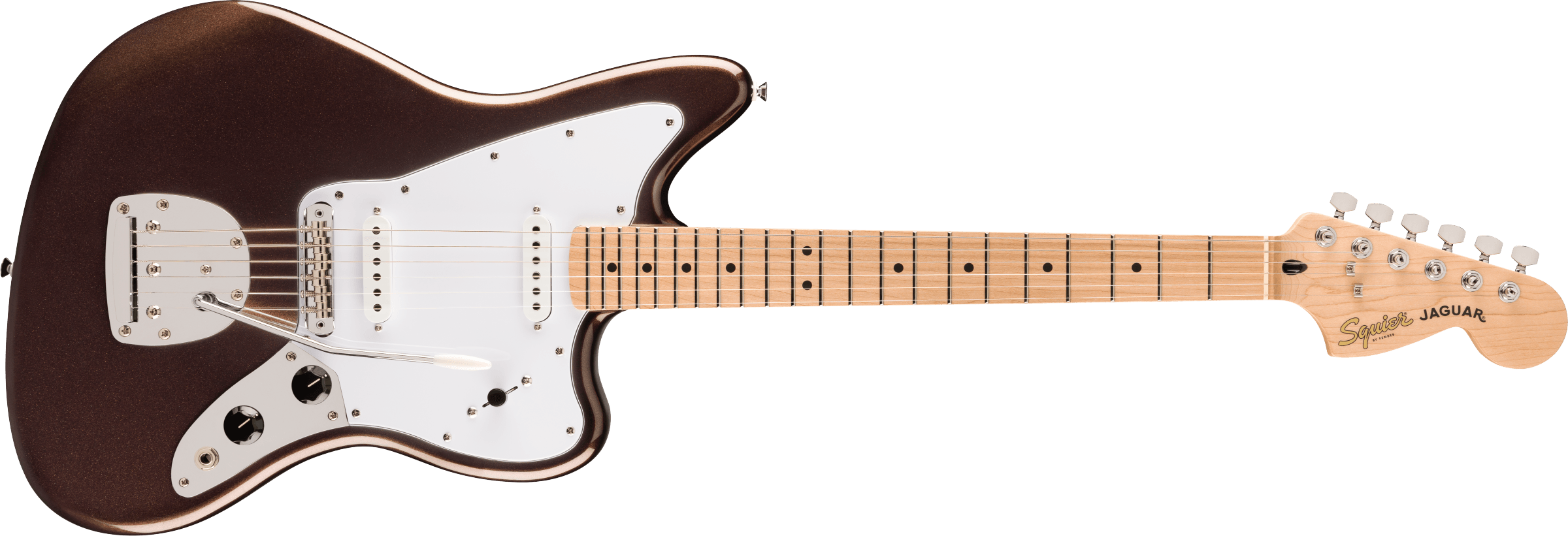 Squier® Affinity Series® Jaguar®, Maple Fingerboard, White Pickguard, Mystic Metallic Brown