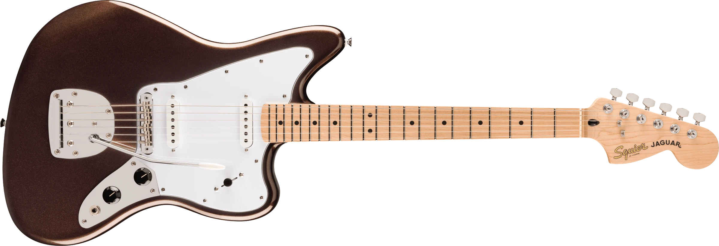 Squier® Affinity Series® Jaguar®, Maple Fingerboard, White Pickguard, Mystic Metallic Brown
