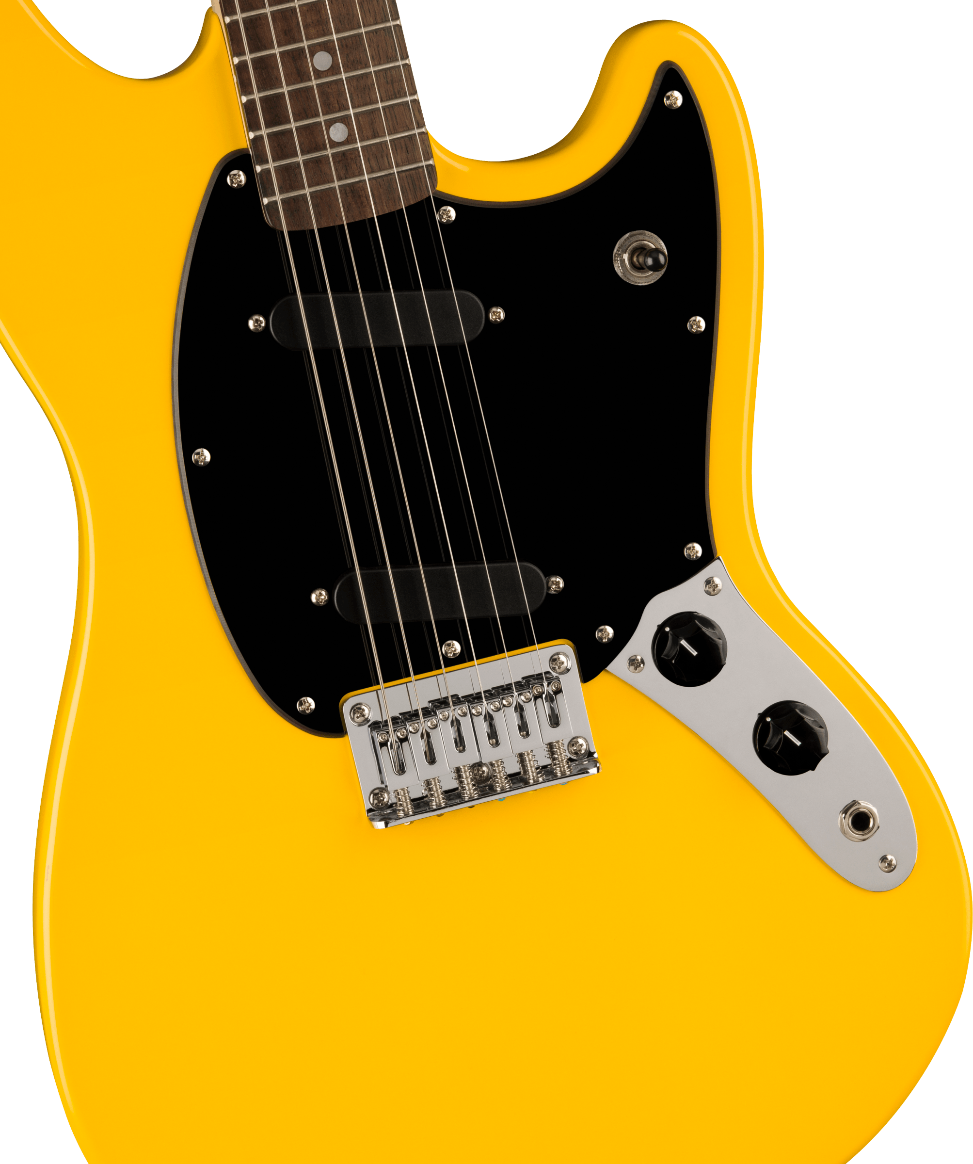 Squier® FSR Squier Sonic® Mustang®, Laurel Fingerboard, Black Pickguard, Graffiti Yellow