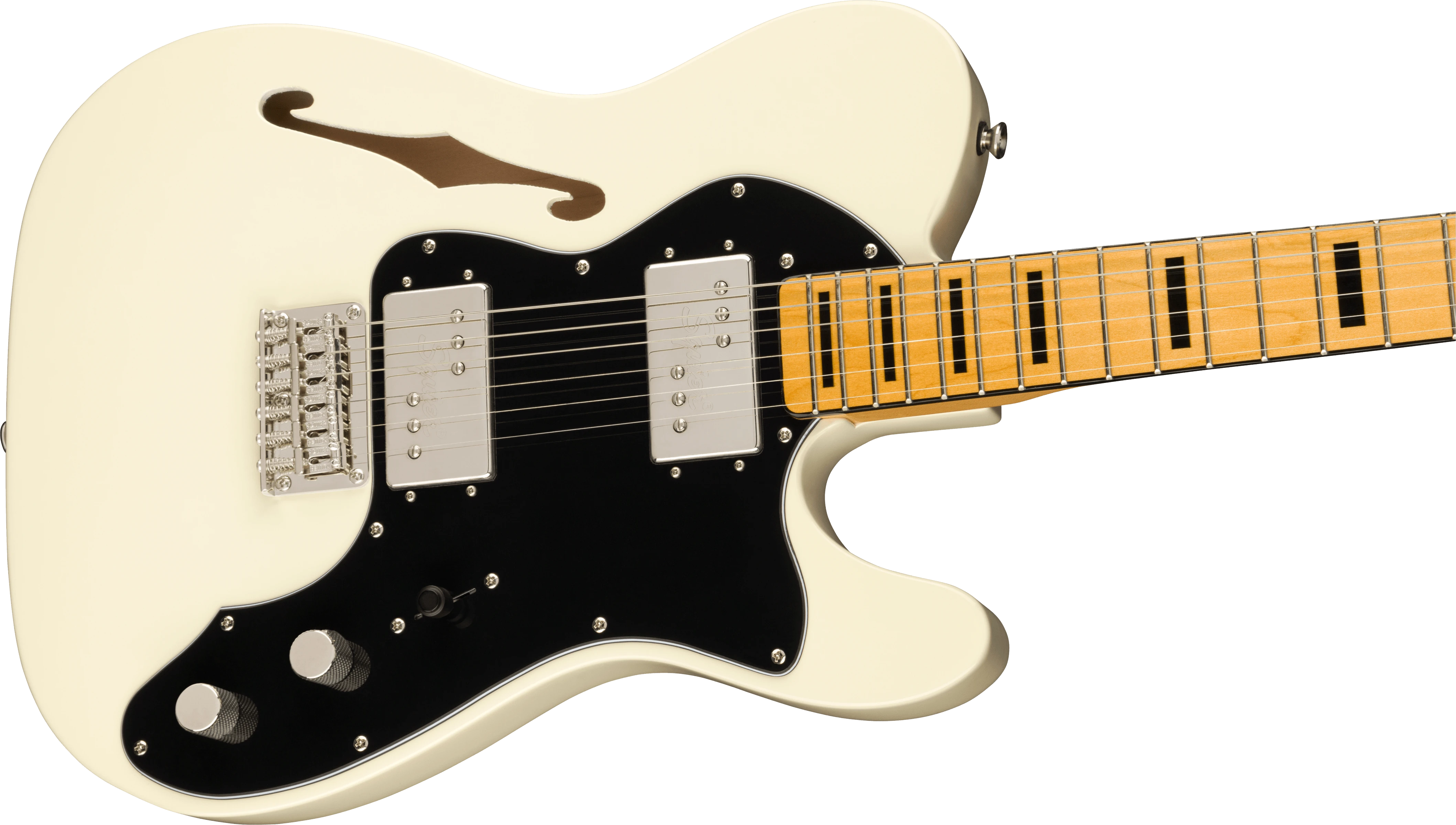 Squier® FSR Classic Vibe '70s Telecaster® Thinline, Maple Fingerboard with Blocks and Binding, Black Pickguard, Olympic White
