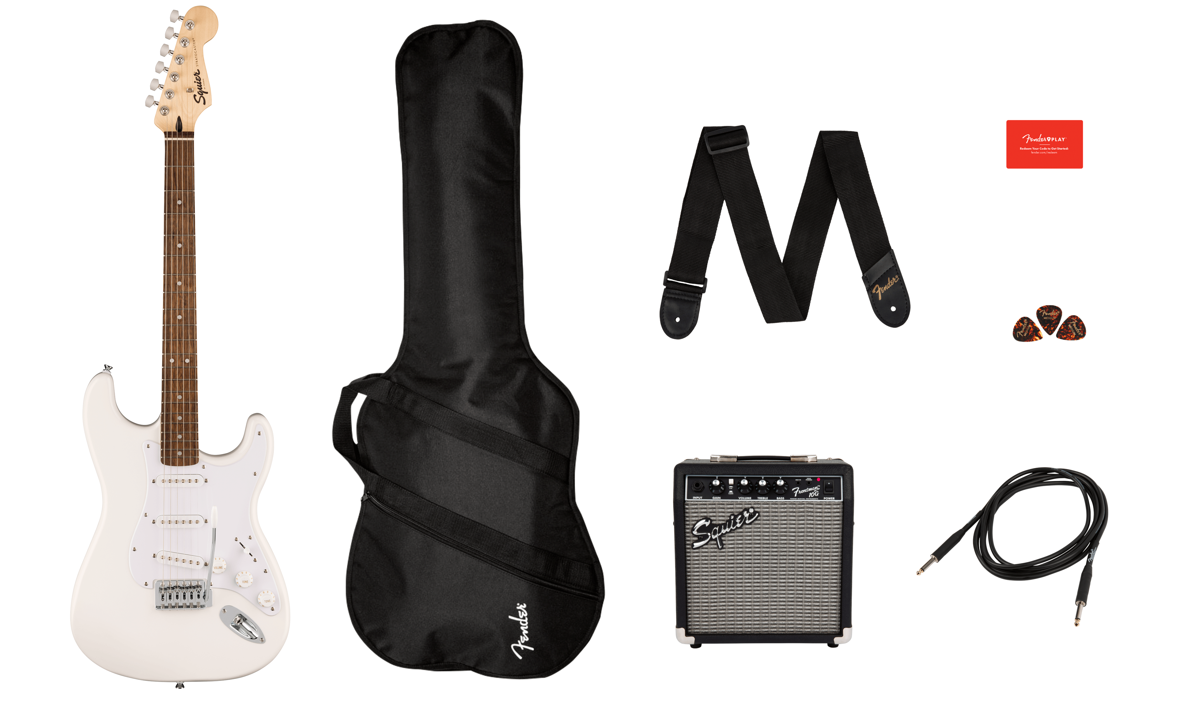 Squier® FSR Squier Sonic® Stratocaster® Pack, Arctic White, 120V