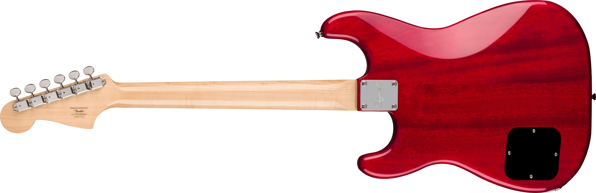 Squier® Paranormal Strat-O-Sonic, Laurel Fingerboard, Black Pickguard, Crimson Red Transparent