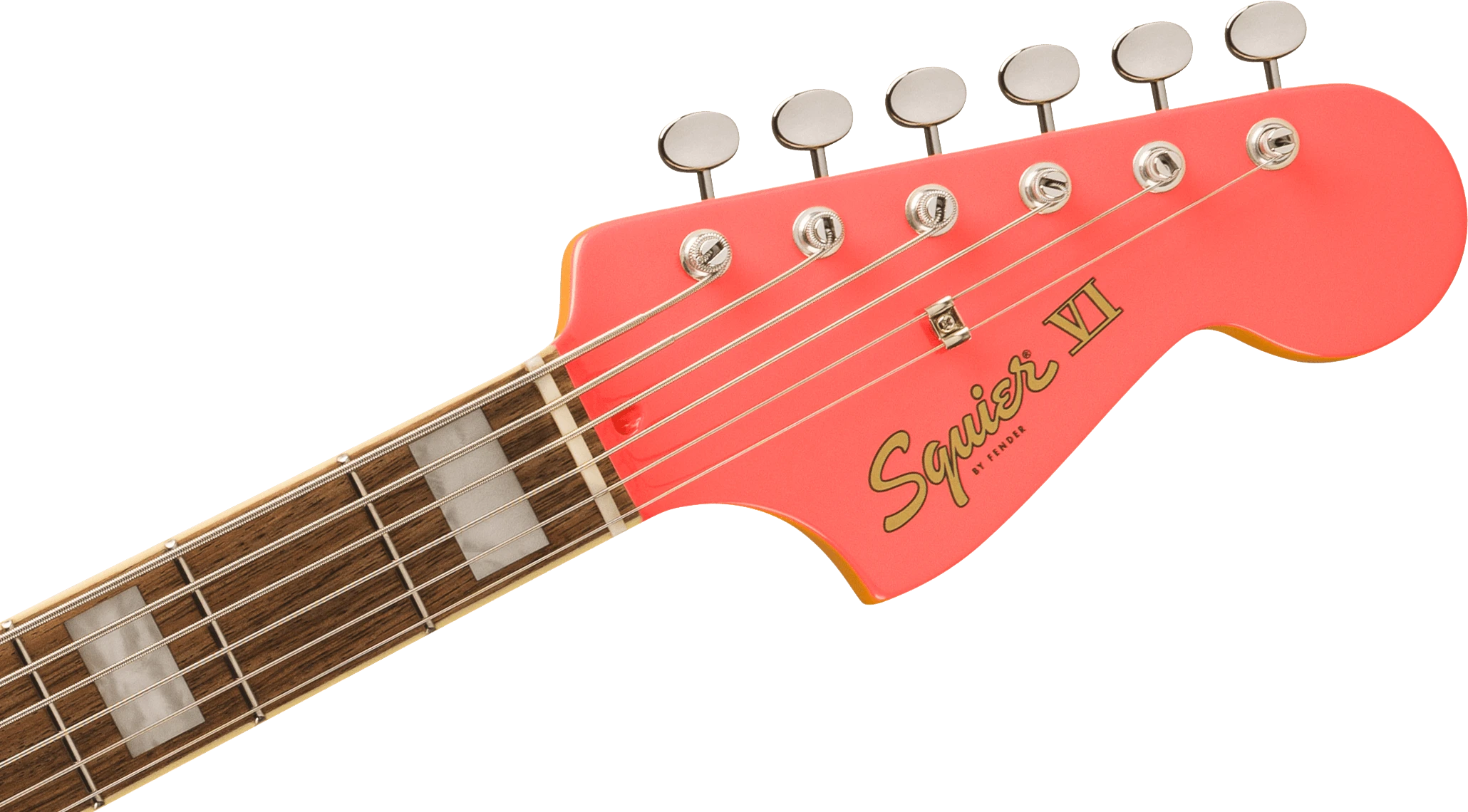 Squier® FSR Classic Vibe™ Bass VI, Laurel Fingerboard, Mint Pickguard, Matching Headstock, Tahitian Coral