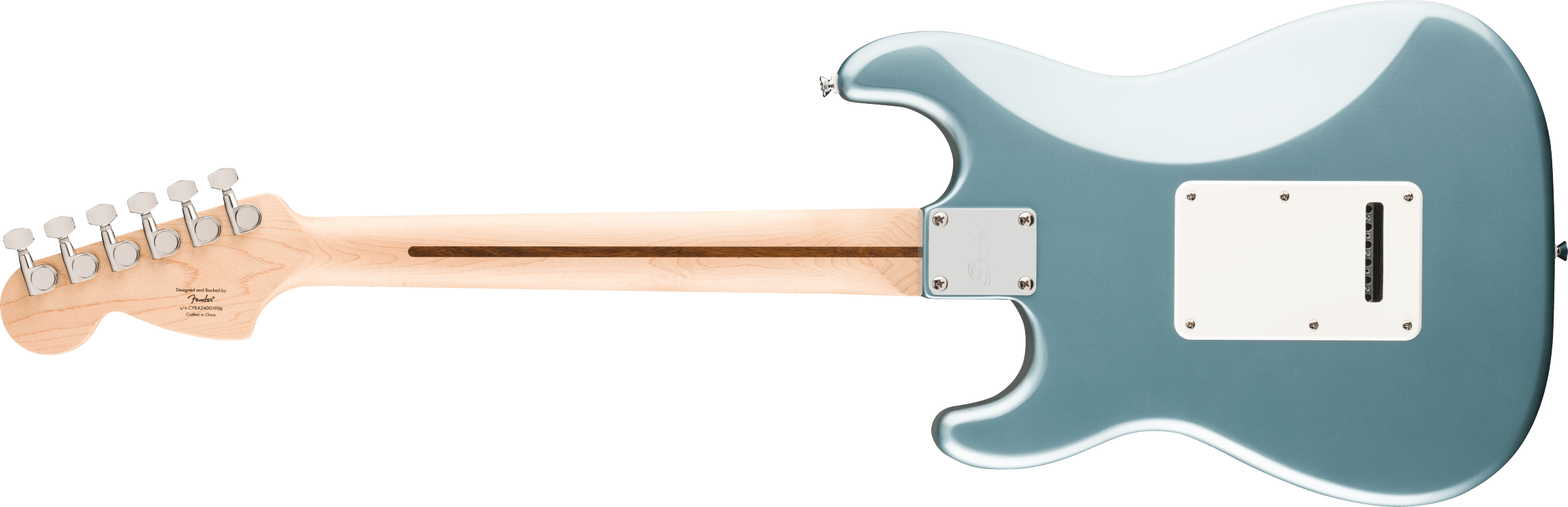 Squier® Affinity Series® Stratocaster® Junior HSS, Laurel Fingerboard, White Pickguard, Ice Blue Metallic