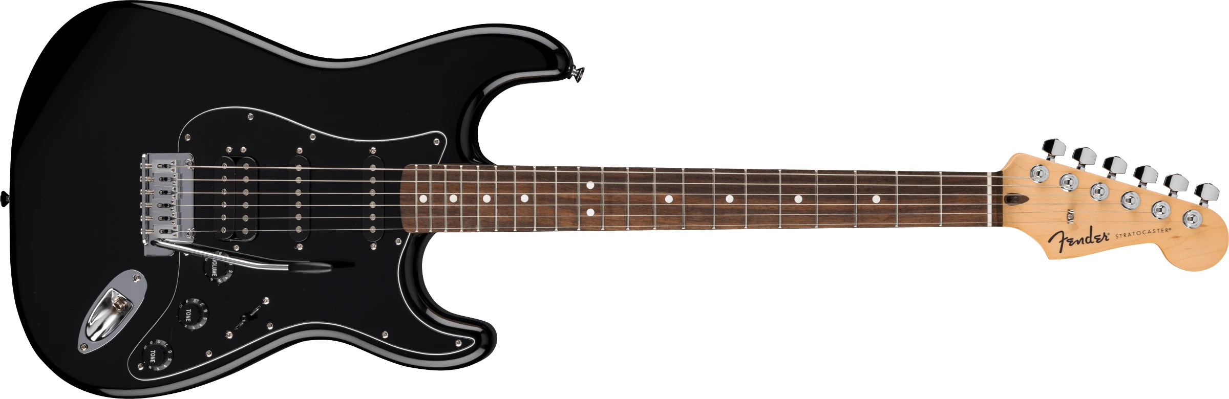 Fender® Standard Stratocaster® HSS, Laurel Fingerboard, Black Pickguard, Black