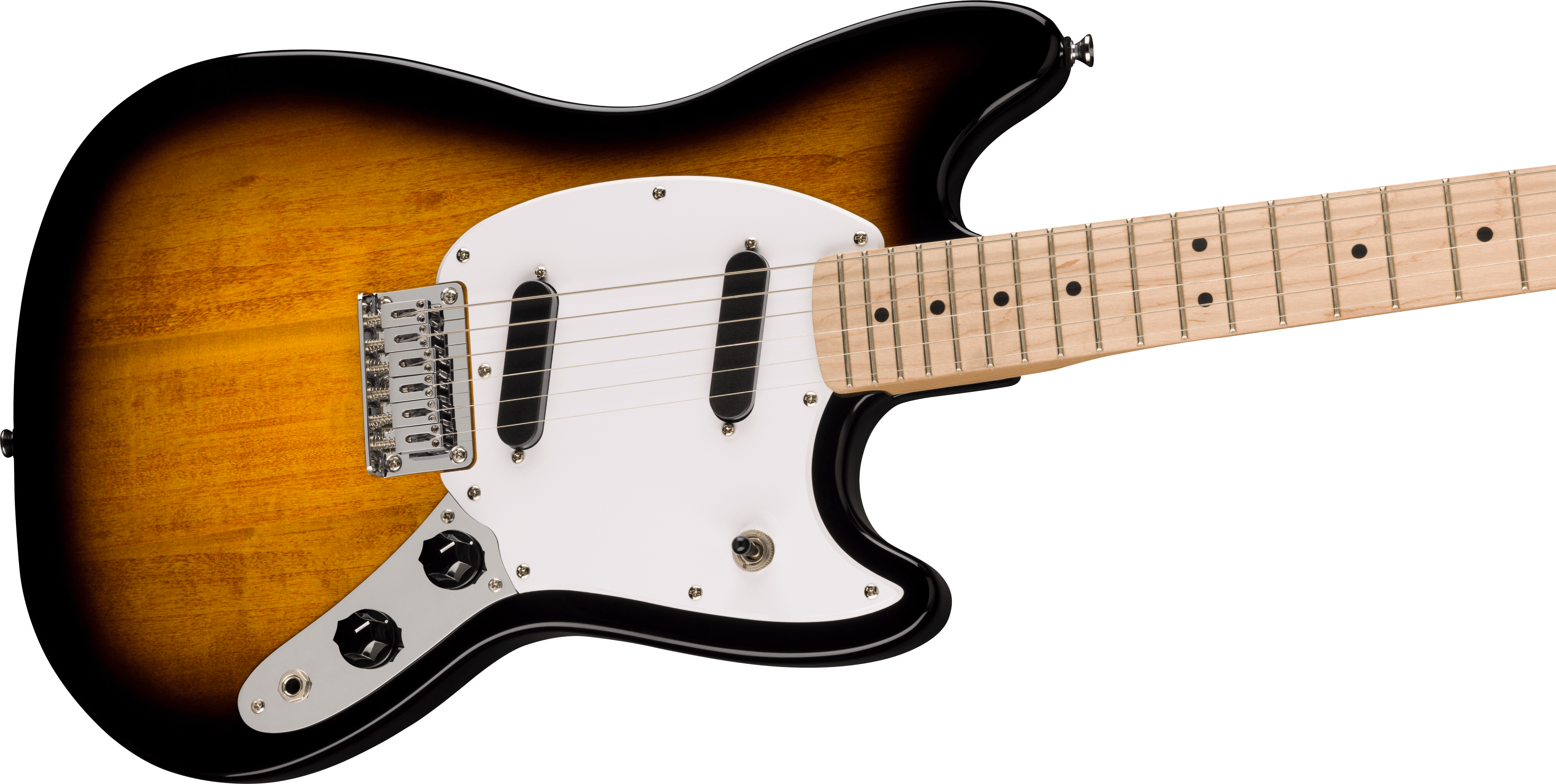 Squier® Squier Sonic® Mustang®, Maple Fingerboard, White Pickguard, 2-Color Sunburst